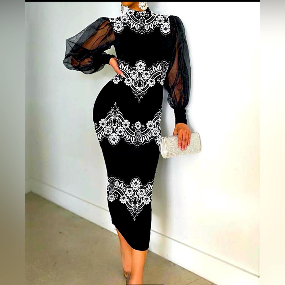 SEXY Black turtleneck maxi dress